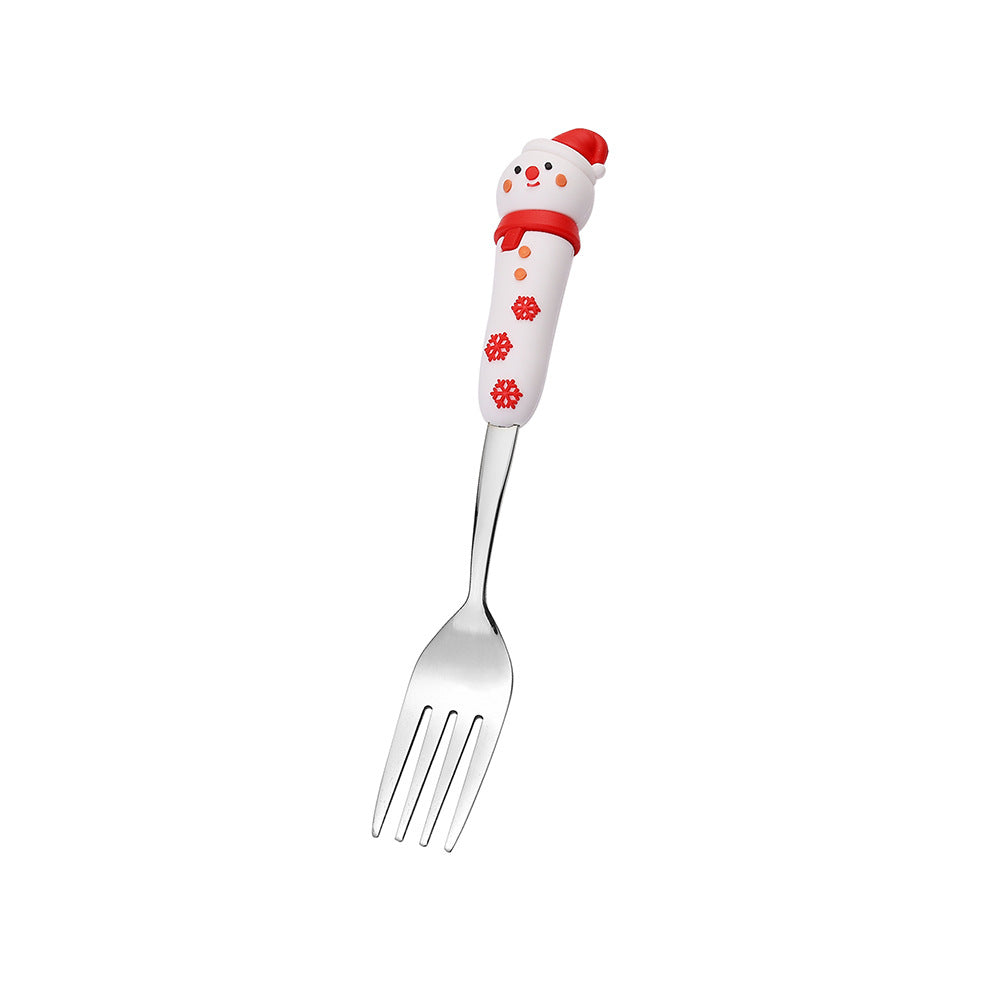Jolly Holiday Helpers! Christmas Santa & Tree Spork Set in Shiny Gold