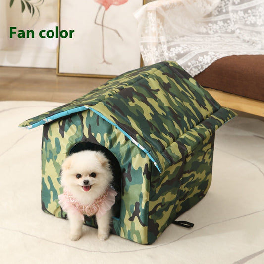 Outdoor Waterproof Cat and Dog House, Removable and Washable Pet Bed, Winter Warmth for Cats and Dogs