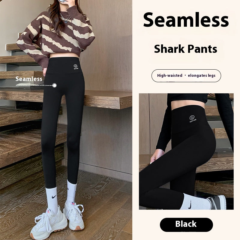 Barbie Shark Pants: Autumn Outwear for Women: Thin, High-Waisted, Hip-Lifting, Slimming Yoga Pants with Pockets
