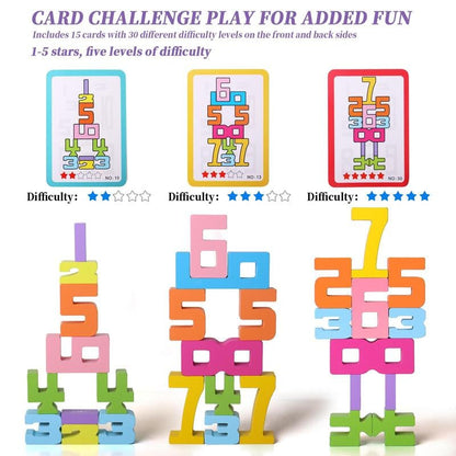 Wooden Number Building Block. Creative Montessori Stacking Toys. Early Educational Toy for Children(1 Box)