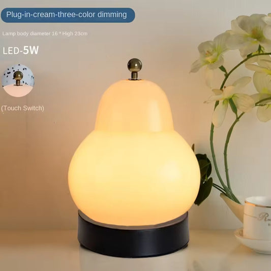 Vintage Cream Table Lamp - Retro Pear-Shaped Bedside Light