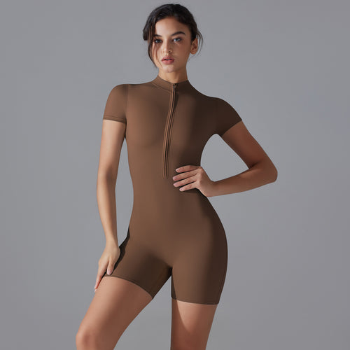 Seamless Gym Bodysuit with Front Zip - Workout Romper for Pilates & Fitness