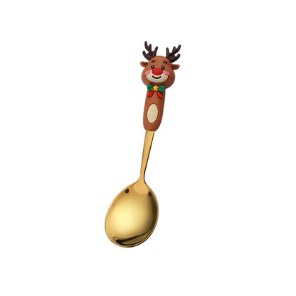 Jolly Holiday Helpers! Christmas Santa & Tree Spork Set in Shiny Gold