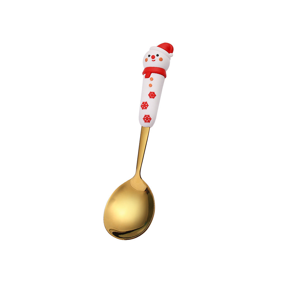 Jolly Holiday Helpers! Christmas Santa & Tree Spork Set in Shiny Gold