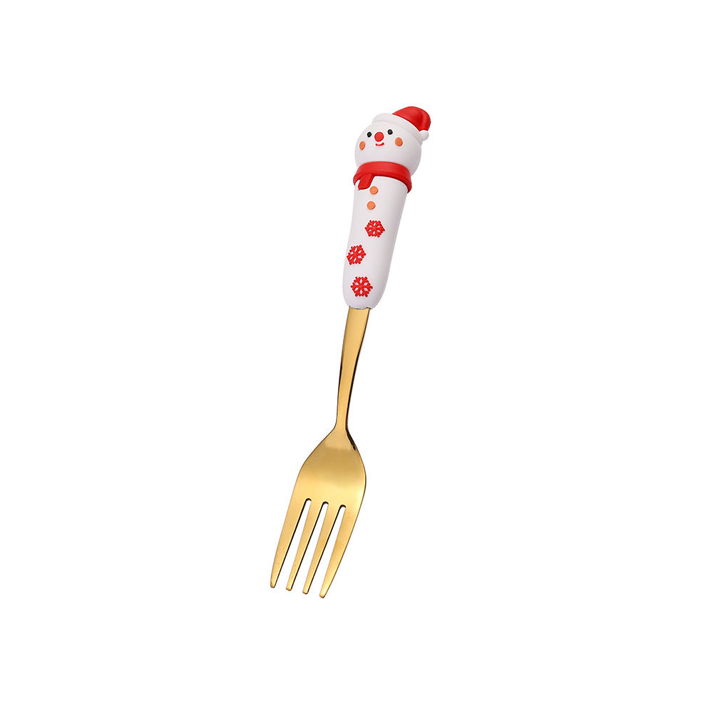 Jolly Holiday Helpers! Christmas Santa & Tree Spork Set in Shiny Gold