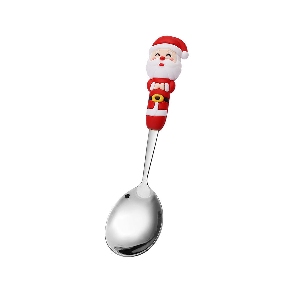 Jolly Holiday Helpers! Christmas Santa & Tree Spork Set in Shiny Gold