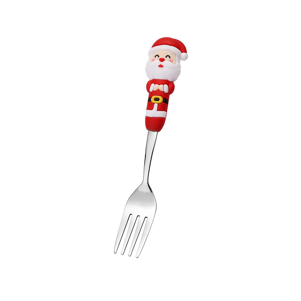 Jolly Holiday Helpers! Christmas Santa & Tree Spork Set in Shiny Gold