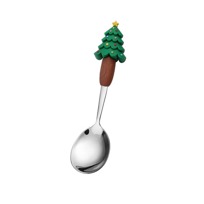 Jolly Holiday Helpers! Christmas Santa & Tree Spork Set in Shiny Gold
