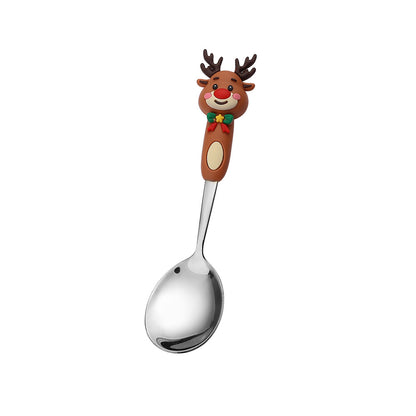 Jolly Holiday Helpers! Christmas Santa & Tree Spork Set in Shiny Gold
