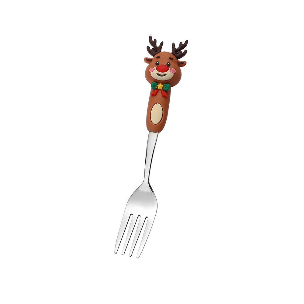 Jolly Holiday Helpers! Christmas Santa & Tree Spork Set in Shiny Gold