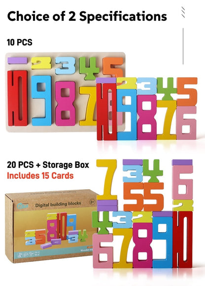 Wooden Number Building Block. Creative Montessori Stacking Toys. Early Educational Toy for Children(1 Box)