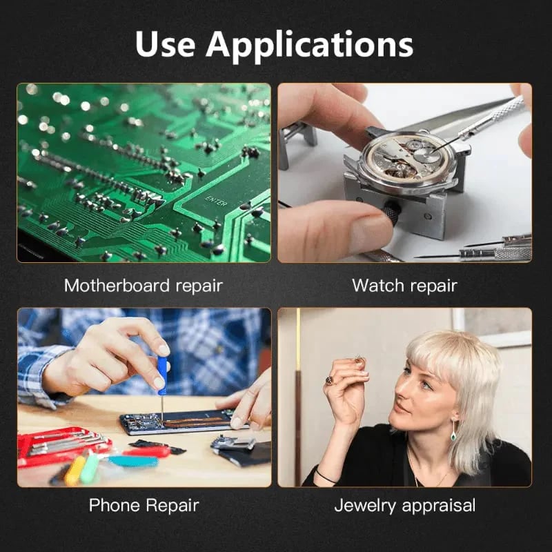 🎁👓8X 15x 23x Head Wearing Magnifying Glass with LED Light Headband