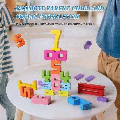 Wooden Number Building Block. Creative Montessori Stacking Toys. Early Educational Toy for Children(1 Box)